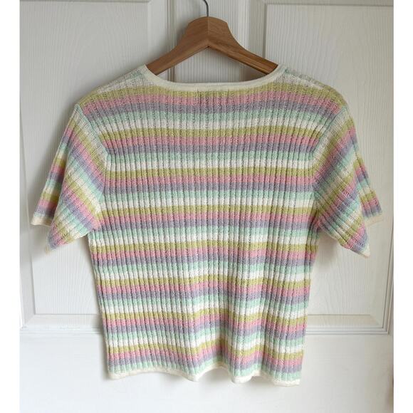 Vintage 90's Boxy Rainbow Short Sleeved Knit Top Size Medium | Vintage Limited - Picture 5 of 5
